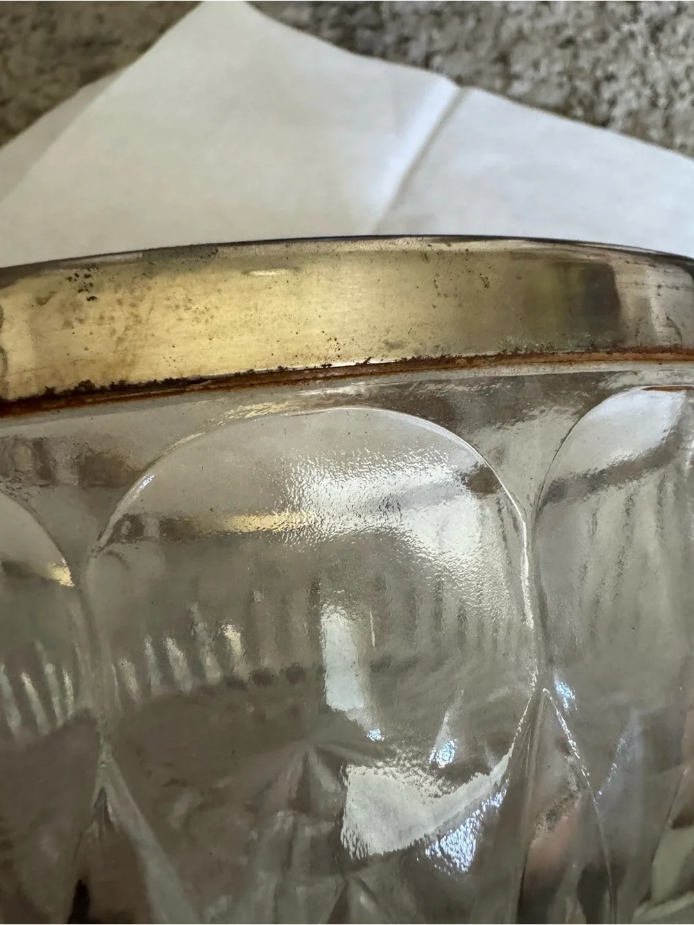 Vintage Cut Glass Serving Bowl with Silver Plated Trim Rim